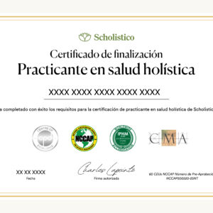 Certificado oficial del curso de formación para practicante de la salud holística