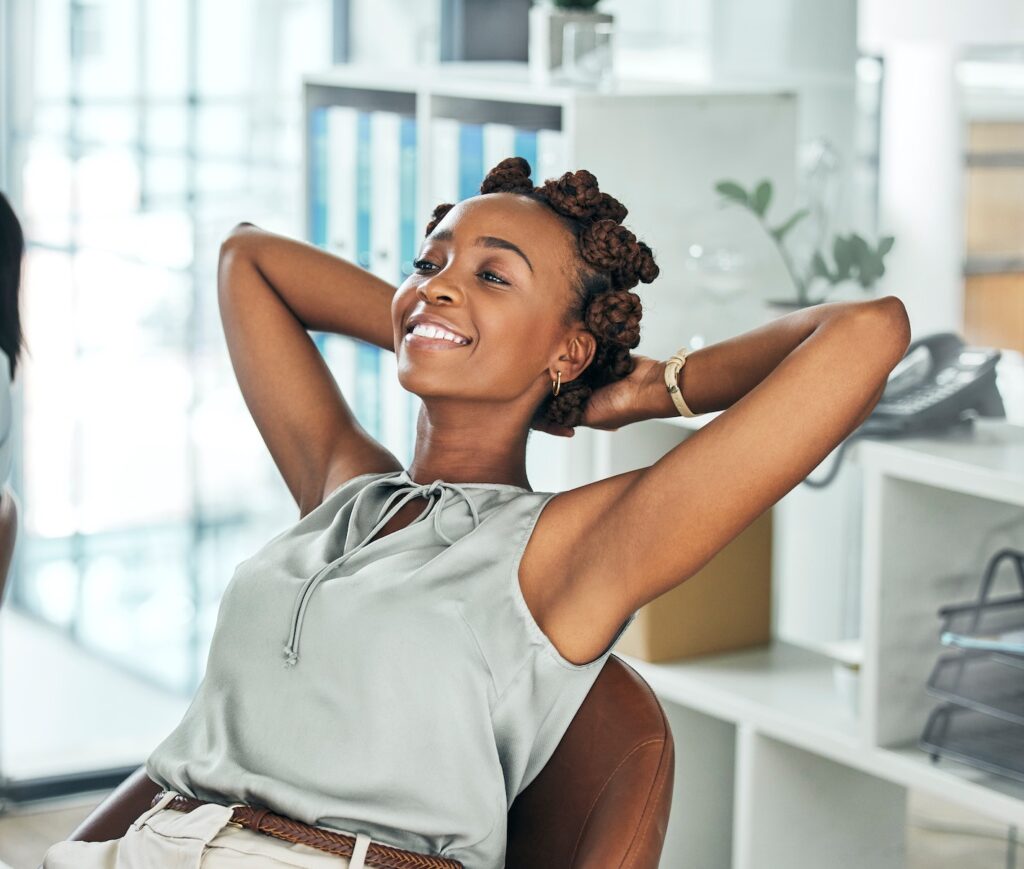 Digital office, customer service, crm business and happy employee. Digital transformation technolog